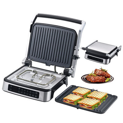 हटाने योग्य प्लेट BBQ Panini प्रेस ग्रिल ग्रिल धुआं रहित इनडोर ग्रिल एलईडी टच स्क्रीन डिजिटल संपर्क ग्रिल