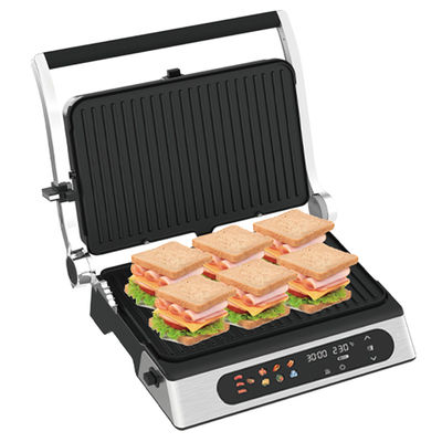 इलेक्ट्रिक डिजिटल संपर्क BBQ धूम्रपान रहित ग्रिल होम कुकिंग उपकरण डिटेचेबल 6 स्लाइस पैनीनी मेकर के साथ जांच का पता लगाने