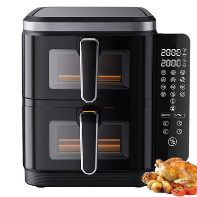 6l+6l डबल स्टैक एयर फ्रायर 2800w नॉन स्टिक कोटिंग मॉडर्न स्क्वायर डिजिटल कंट्रोल फोल्डिंग एलईडी डिस्प्ले मेनू इलेक्ट्रिक घरेलू