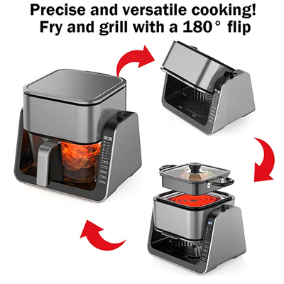 Anbolife 4L डिजिटल एयर फ्रायर 1.3L ग्रिल पैन 1500W के साथ