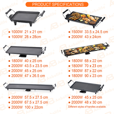 Anbolife 1800W इलेक्ट्रिक टेपियाकी ग्रिल नॉन-स्टिक सतह के साथ