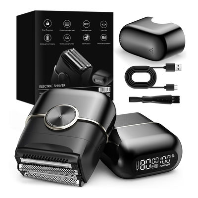पुरुषों के लिए पोर्टेबल मिनी इलेक्ट्रिक शेवर, 4-ब्लेड मैग्नेटिक फ्लोटिंग सिस्टम और 300mAh बैटरी द्वारा संचालित 100 मिनट का कार्य समय