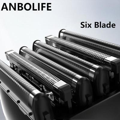 ANBOLIFE 6 ब्लेड इलेक्ट्रिक रेज़र मैग्नेटिक सक्शन और लिथियम बैटरी 900mAh के साथ - पुरुषों के लिए IPX7 वाटरप्रूफ फ़ॉइल शेवर