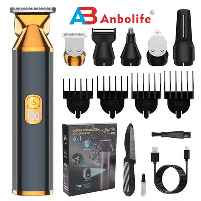 6 में 1 बहुक्रियाशील इलेक्ट्रिक हेयर क्लिपर IPX7 वाटरप्रूफ और 1.5h चार्जिंग टाइम के साथ पुरुषों के ग्रूमिंग के लिए