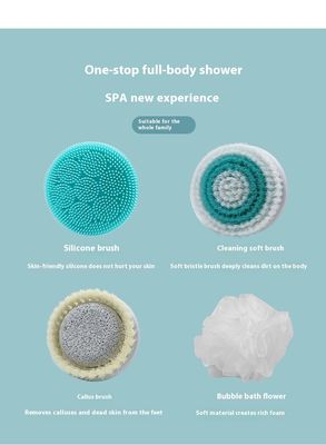 पूर्ण स्वचालित रिचार्जेबल इलेक्ट्रिक बाथ ब्रश लंबे हैंडल के साथ सिलिकॉन बॉडी मालिश स्क्रबर