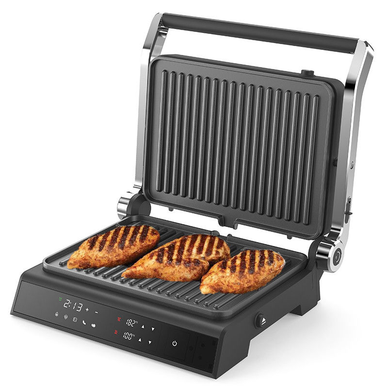हटाने योग्य प्लेट BBQ Panini प्रेस ग्रिल ग्रिल धुआं रहित इनडोर ग्रिल एलईडी टच स्क्रीन डिजिटल संपर्क ग्रिल