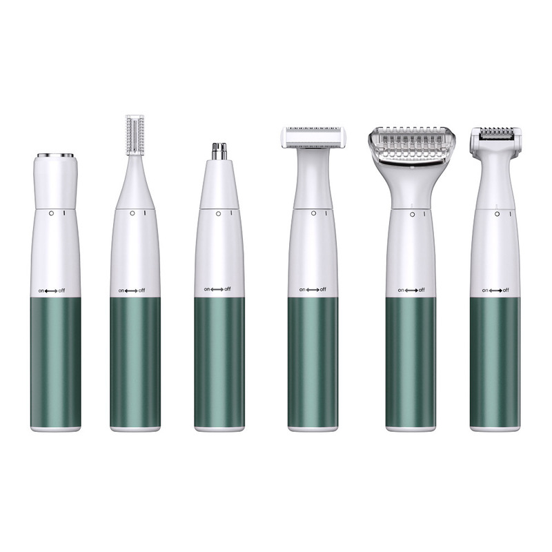 6 में 1 बहुआयामी महिला रेजर एपिलेटर सेट 1200mAh बैटरी स्टेनलेस स्टील ब्लेड और मुफ्त स्पेयर पार्ट्स के साथ
